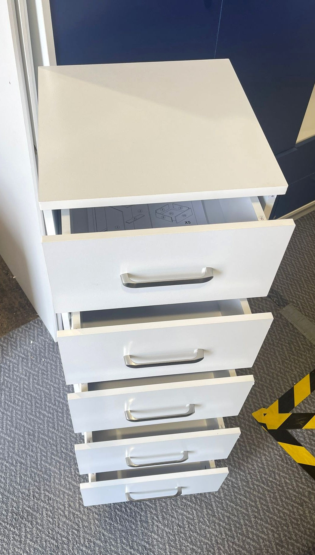 New 5 Drawer Narrow Chest - White